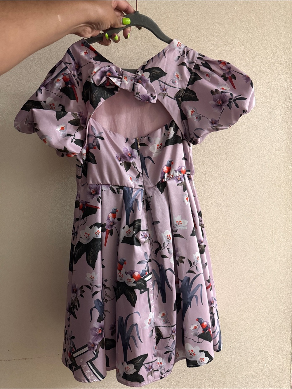 Ted Baker Lilac Floral Puff-Sleeve Party Dress - Picture 5 of 5